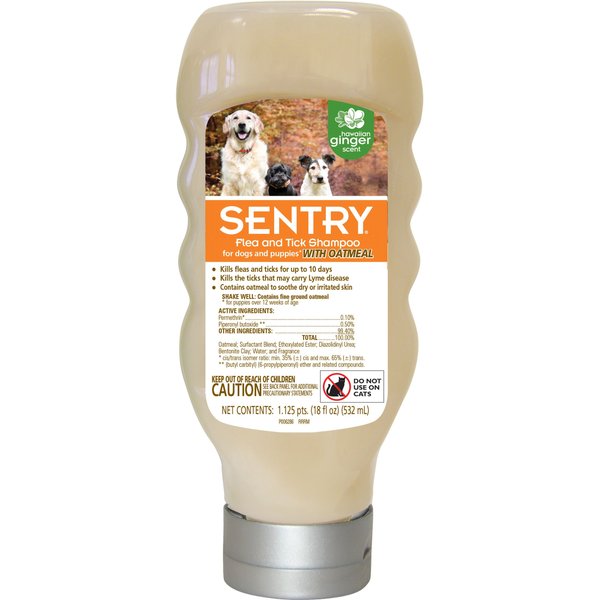 SENTRY Flea & Tick Oatmeal Hawaiian Ginger Shampoo for Dogs, 18oz