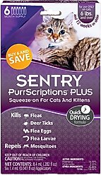 Sentry PurrScriptions Flea & Tick Spot Treatment for Cats, over 6 lbs, 6 Doses (6-mos. supply)