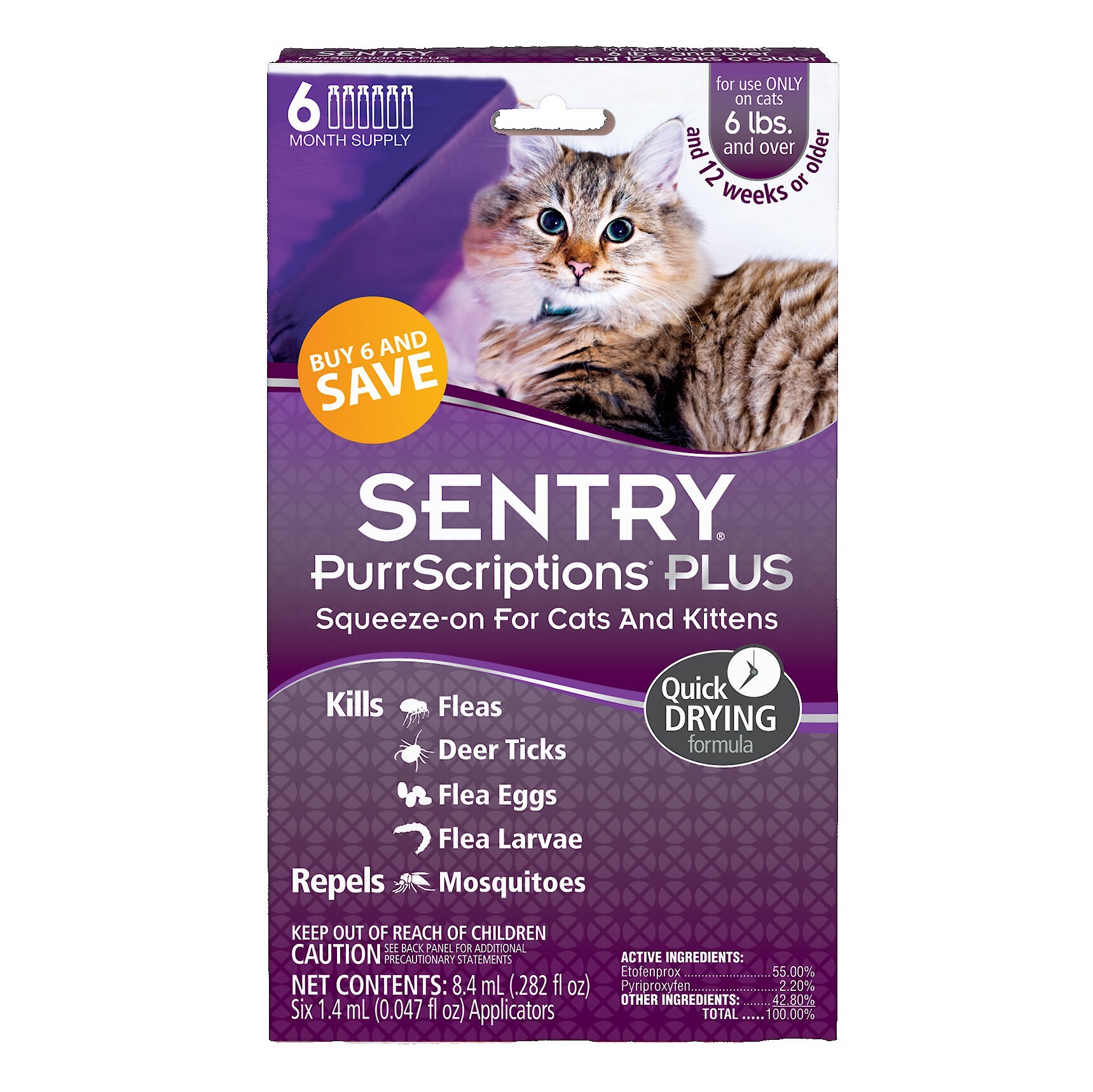 SENTRY PurrScriptions Flea & Tick Spot Treatment for Cats, over 6 lbs Customer Questions