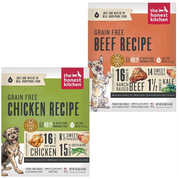The Honest Kitchen Chicken Recipe + Beef Recipe Dehydrated Dog Food slide 1 of 9