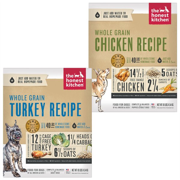 The Honest Kitchen Whole Grain Turkey Recipe + Chicken Recipe Dehydrated Dog Food, 10-lb box slide 1 of 9