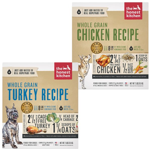 The Honest Kitchen Whole Grain Turkey Recipe + Chicken Recipe Dehydrated Dog Food, 2-lb box slide 1 of 9
