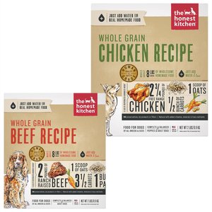 The Honest Kitchen Whole Grain Chicken Recipe + Whole Grain Beef Recipe Dehydrated Dog Food