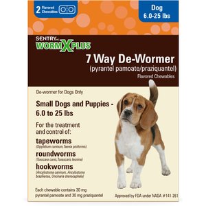 Sentry HC WormX Plus 7 Way Dewormer for Hookworms, Roundworm & Tapeworms for Small Breed Dogs, 2 count