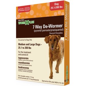 Sentry HC WormX Plus 7 Way Dewormer for Hookworms, Roundworm & Tapeworms for Medium & Large Breed Dogs, 2 count