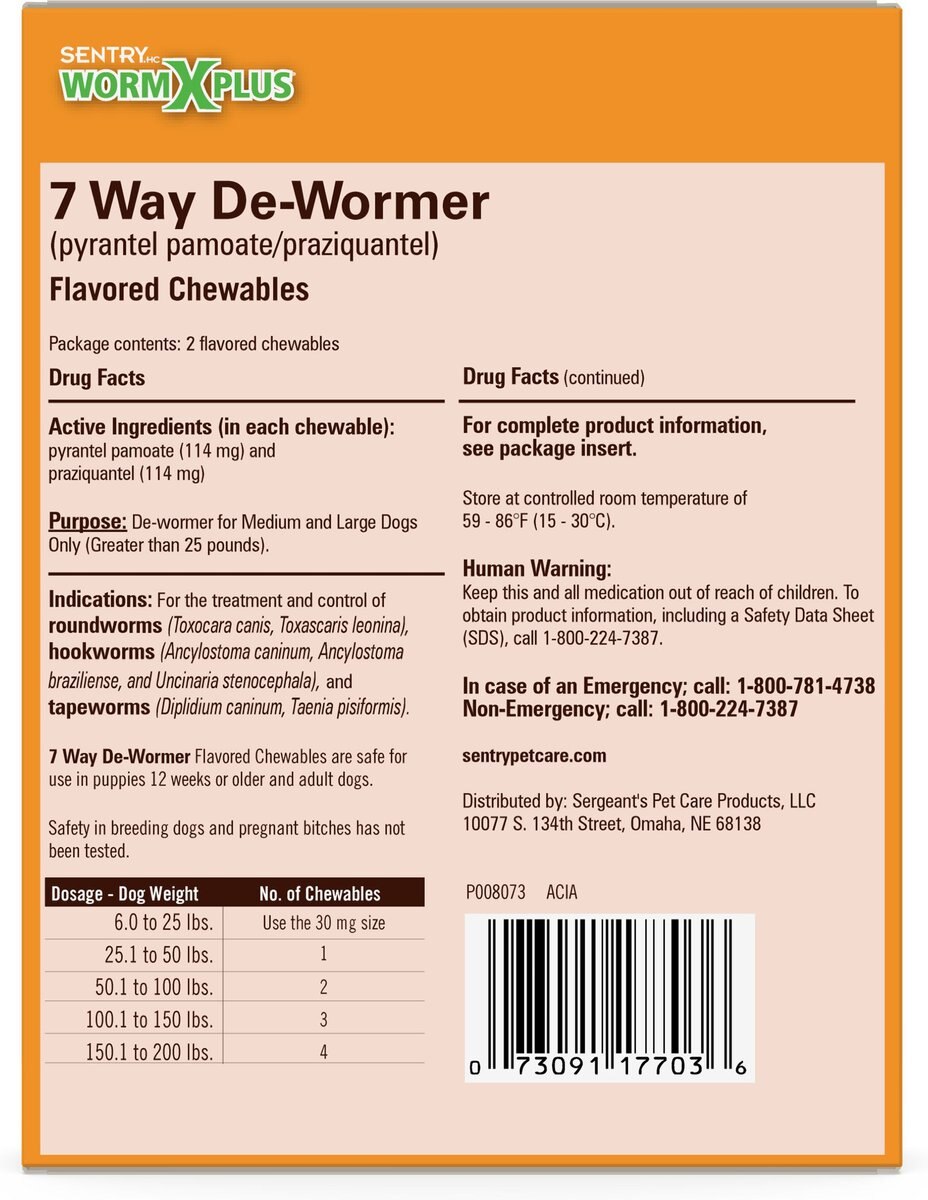 Sentry 7 way clearance dewormer