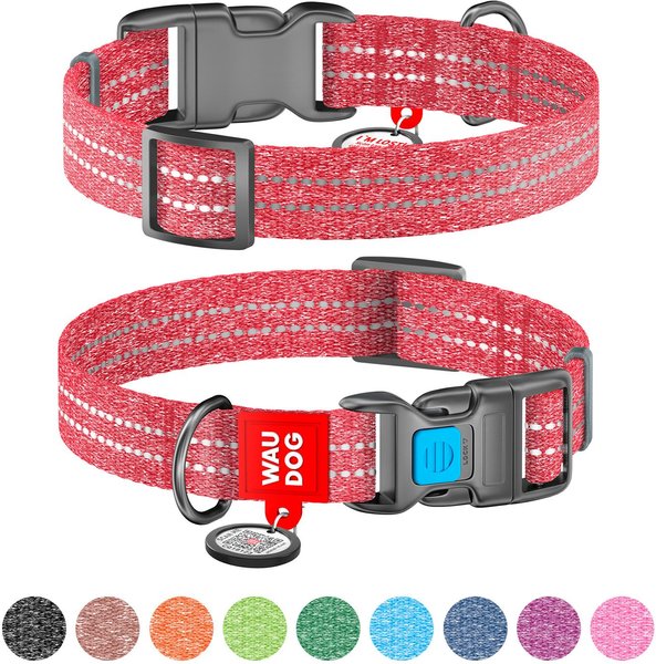 WAUDOG Re-Cotton with QR passport Dog Collar, Red, Large slide 1 of 5