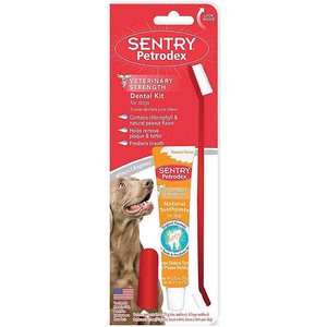 Sentry Petrodex Veterinary Strength Peanut Toothpaste Dental Care Kit for Dogs