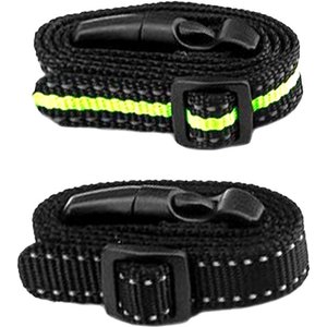 PATPET Reflective Standard Collar Strap, Fluorescent Green & Black, 2 count