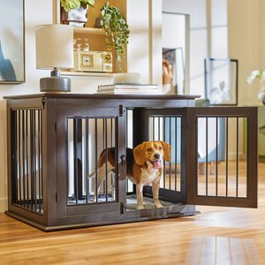 Frisco Double Door Wood & Metal Furniture Style Dog Crate, Espresso, Med/Large, 1 count