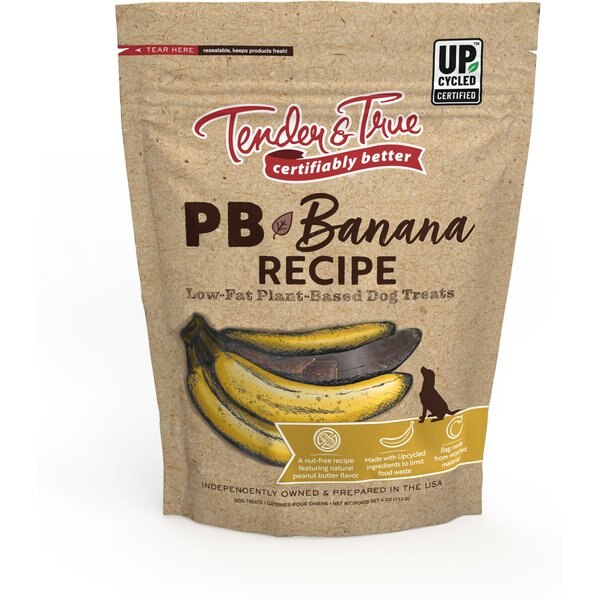 Tender & True PB+ Bananas Jerky Dog Treats, 4-oz bag