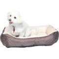 HappyCare Textiles Super Soft Fluffy Plush Sleeping Bolster & Crate Bed, Brown