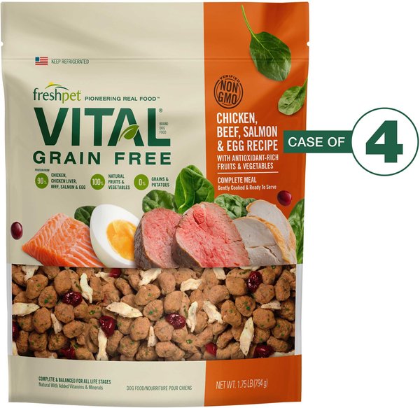 Freshpet Vital Chicken, Beef, Salmon & Egg Recipe Grain-Free Fresh Dog Food, 1.75-lb bag, case of 8 slide 1 of 9