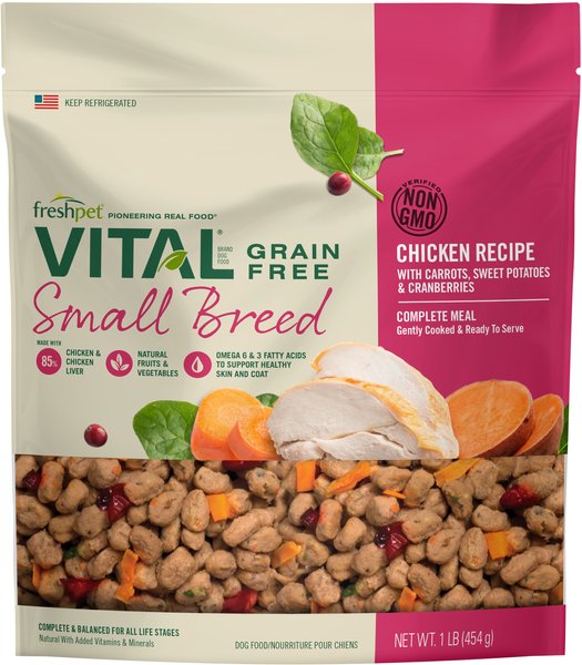 Freshpet Vital Chicken Recipe Grain-Free Small Breed Fresh Dog Food, 1-lb bag, case of 12 slide 1 of 10