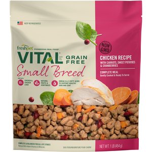 Freshpet Vital Chicken Recipe Grain-Free Small Breed Fresh Dog Food, 1-lb bag, case of 12
