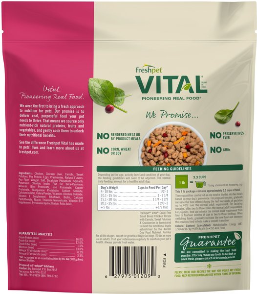 Freshpet Brandclub Freshpet Vital Chicken Recipe Grain Free Small Breed Fresh Dog Food 1 lb bag case of 12