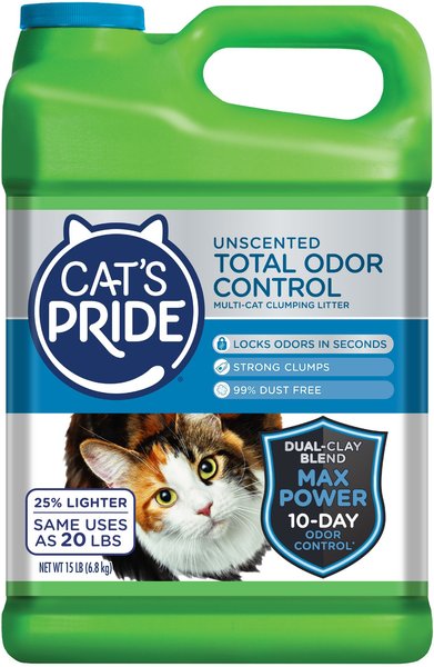 CAT S PRIDE Max Power Total Odor Control Multi Cat Clumping Litter Unscented 15 lb jug Chewy