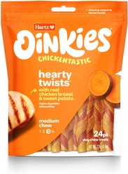 Hartz Oinkies Chickentastic Hearty Twists Natural Chew Dog Treats, 24 count
