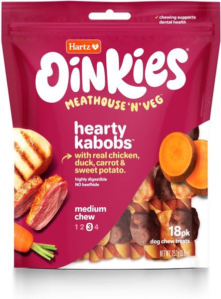 Hartz Oinkies Meathouse'n'Veg Hearty Kabobs Natural Chew Dog Treats, 18 count slide 1 of 10
