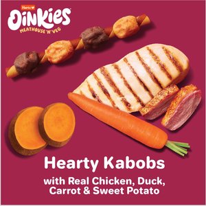 Hartz Oinkies Meathouse'n'Veg Hearty Kabobs Natural Chew Dog Treats, 18 count