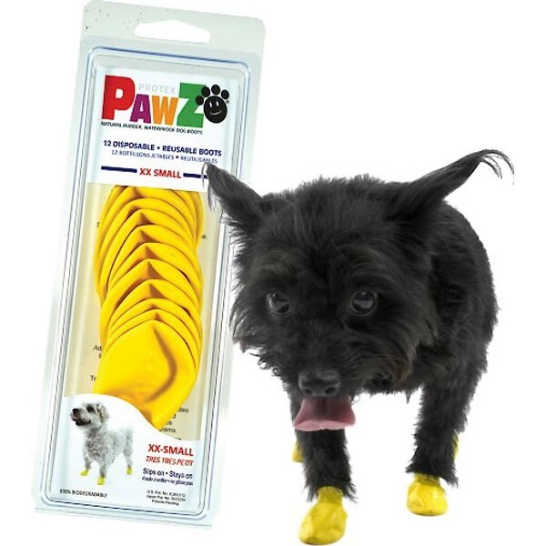 PAWZ Waterproof Dog Boots, 12 count, Yellow, XXSmall