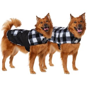 Frisco Reversible Medium Weight Boulder Plaid Dog & Cat Coat, Black/White, X-Large