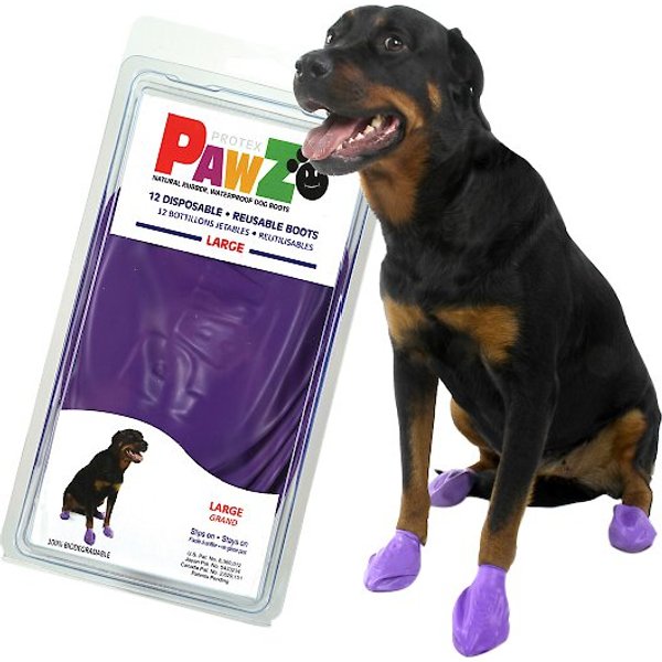 PAWZ Waterproof Dog Boots, 12 count, Purple, Large