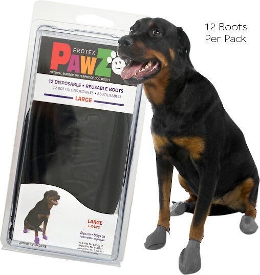 PAWZ Waterproof Dog Boots, Black, Large, 12 count