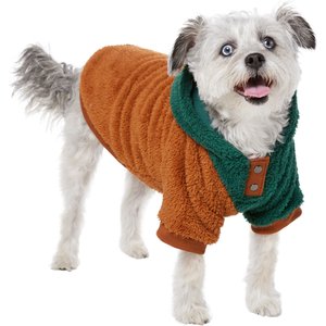 Frisco 2-Tone Colorblock Fleece Dog & Cat Hoodie, Teal, Large
