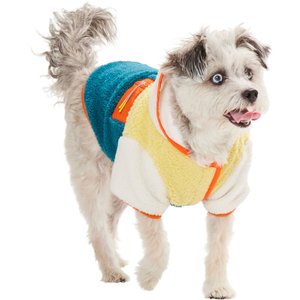 Frisco Colorblock Fleece Dog & Cat Hoodie w/ Pocket, Teal, Medium