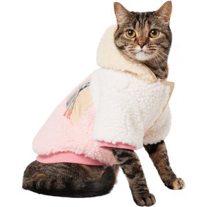 Frisco Colorblock Fleece Dog & Cat Hoodie w/ Pocket, Pink, Small