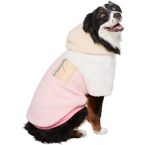 Frisco Colorblock Fleece Dog & Cat Hoodie w/ Pocket, Pink, XX-Large