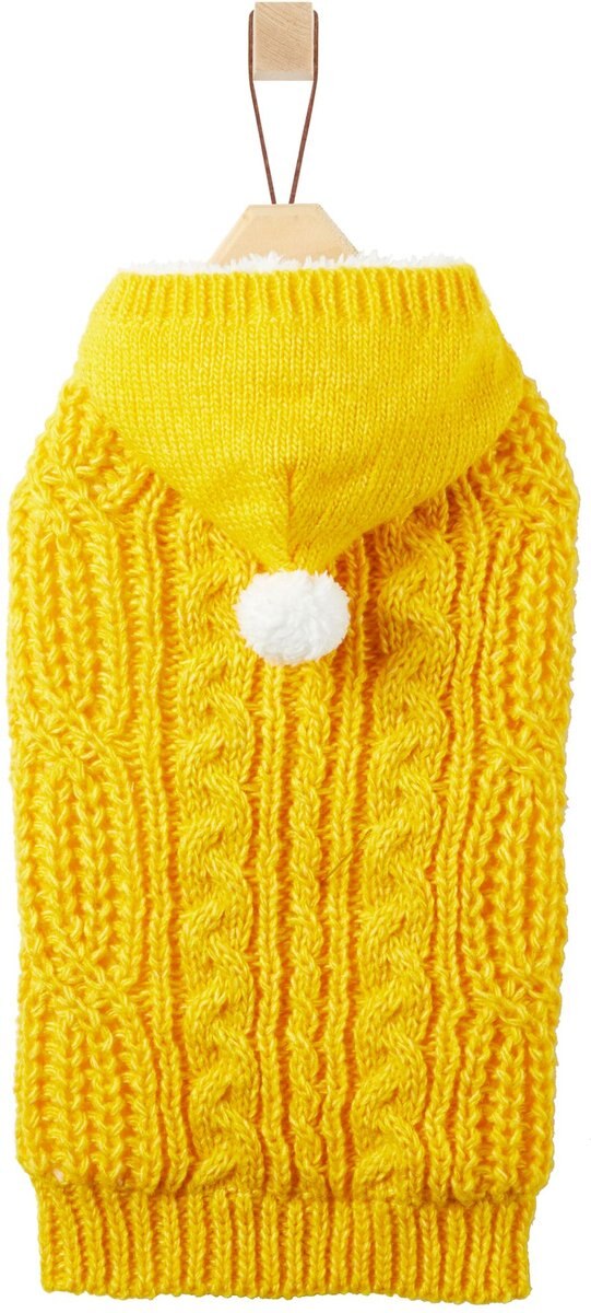 Frisco Sherpa Lined Chunky Cable Knit Dog & Cat Hooded Sweater