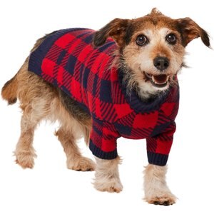 Frisco Fleece Lined Buffalo Plaid Mock Neck Dog & Cat Sweater, Navy, Large