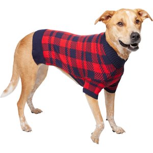 Frisco Fleece Lined Buffalo Plaid Mock Neck Dog & Cat Sweater, Navy, X-Large