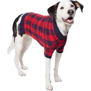 Frisco Fleece Lined Buffalo Plaid Mock Neck Dog & Cat Sweater, Navy, XX-Large
