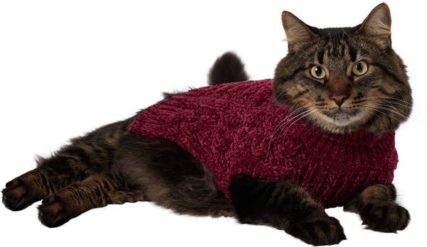 Frisco Cozy Textured Chenille Dog & Cat Sweater, Burgundy, Small slide 1 of 7