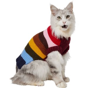 Frisco Chunky Knit Multi-Stripe Dog & Cat Sweater, Small