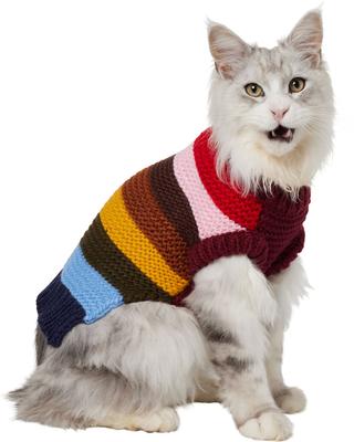 Show full view: Frisco Chunky Knit Multi-Stripe Dog & Cat Sweater, Medium slide 3 of 9