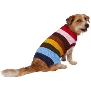 Frisco Chunky Knit Multi-Stripe Dog & Cat Sweater, Large