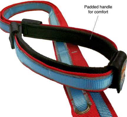 Show full view: Kurgo Quantum Nylon Reflective Hands-Free Running Dog Leash, Red/Blue, 6-ft long, 1-in wide slide 4 of 12