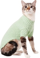 Frisco Bubble Knit Mock Neck Dog & Cat Sweater, Green, Small