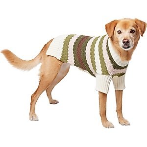 Frisco Bubble Knit Multi Striped Mock Neck Dog & Cat Sweater, Brown, Large