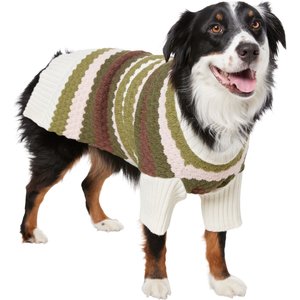 Frisco Bubble Knit Multi Striped Mock Neck Dog & Cat Sweater, Brown, XX-Large