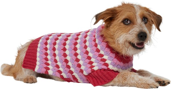 Frisco Bubble Knit Multi Striped Mock Neck Dog & Cat Sweater, Pink, Medium slide 1 of 8