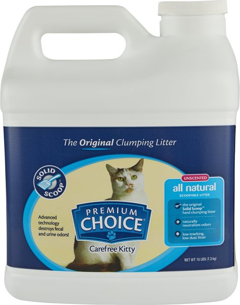 Premium Choice Carefree Unscented Clumping Clay Cat Litter, 16-lb bag slide 1 of 7