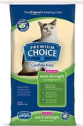 Premium Choice Carefree Extra Strength Unscented Clumping Clay Cat Litter, 50-lb bag