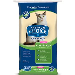 Premium Choice Carefree Extra Strength Unscented Clumping Clay Cat Litter, 50-lb bag