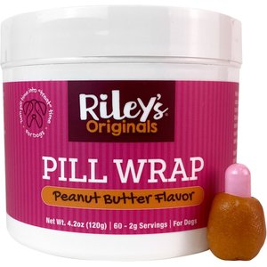 Riley's Originals Delicious Peanut Butter Flavored Pill Wrap Dog Treat, 4.2-oz jar