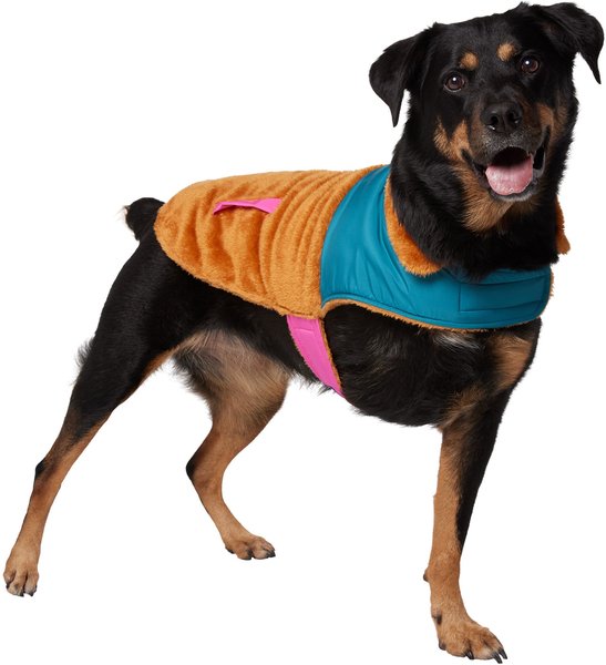 Frisco Medium Weight Retro Colorblock Mixed Media Dog & Cat Coat, Tan, X-Large slide 1 of 8